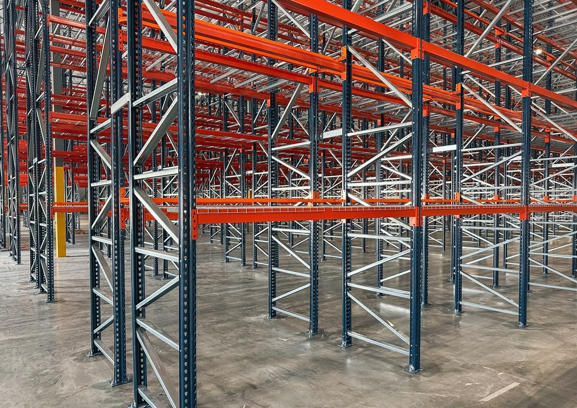 Professional pallet racking installation showing selective rack system in warehouse